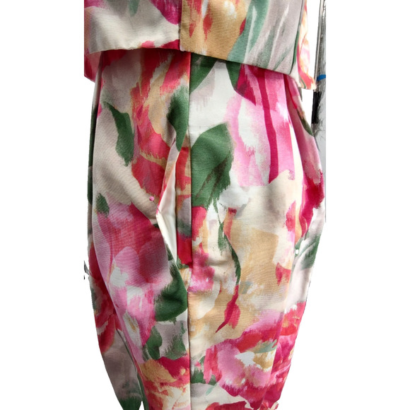 Eliza J. Pink Floral Jacquard Popover Fit&Flare Dress Size 8 Lined Pockets Zip - Picture 13 of 16